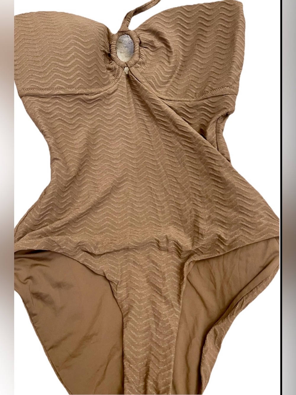 Trina Turk Empire bandeau Tan Swimsuit Size 14, Brand new never worn